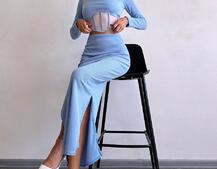 Трикотажний комплект: топ з елементами корсету та спідниця з розрізами Трикотажний комплект: топ з елементами корсету та спідниця з розрізами | PUSHKA SHOP