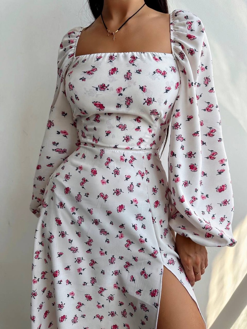 Сукня -міді зі шнурівкою на спинці та розрізом на ніжці | PUSHKA SHOP