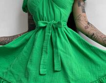 Муслиновое платье мини с корсетной вставкой на талии с косточками Муслиновое платье мини с корсетной вставкой на талии с косточками | PUSHKA SHOP