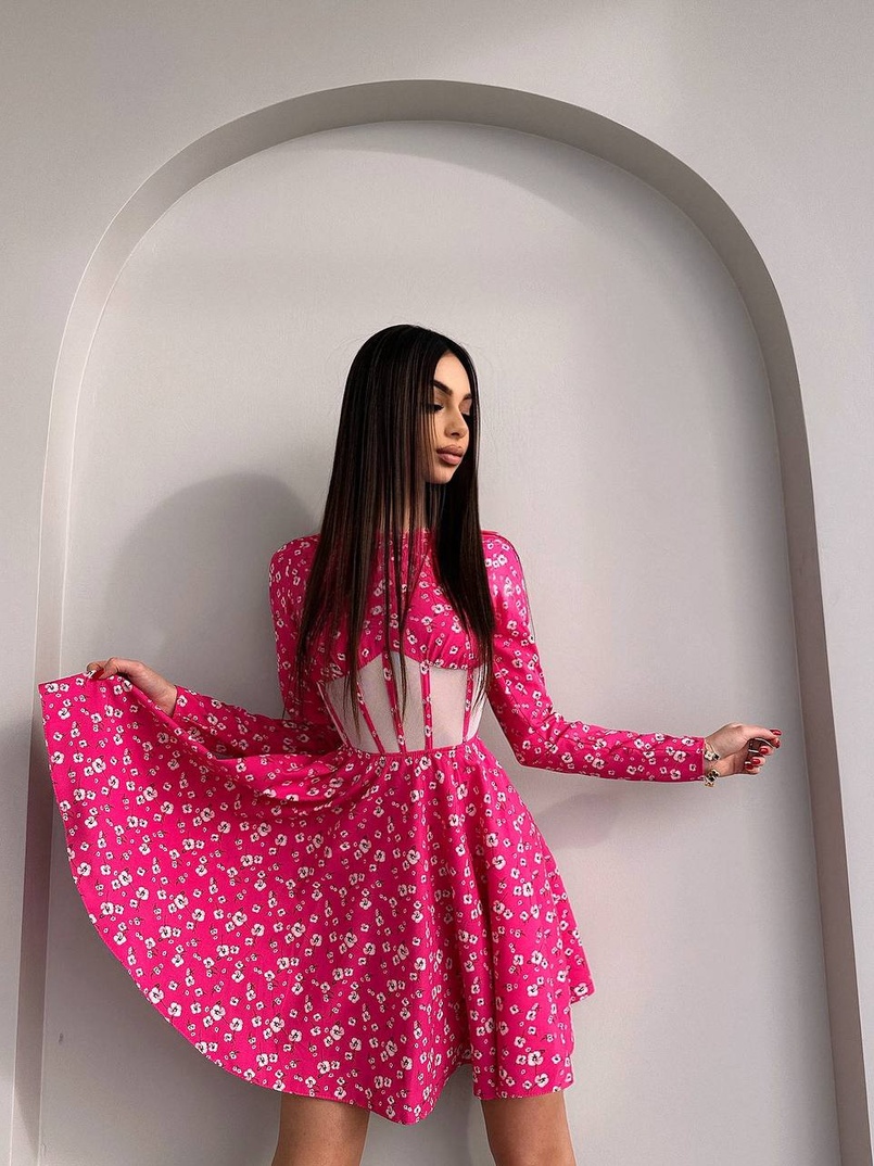 Приталена сукня з корсетною вставкою та спідницею-сонцем | PUSHKA SHOP