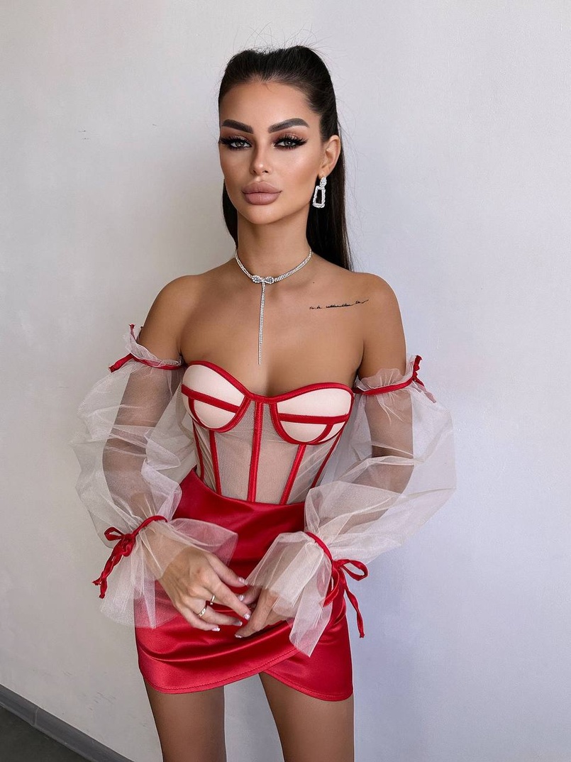 Атласний  комплект: корсет + спідниця  | PUSHKA SHOP