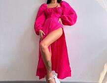 Муслінова сукня -міді з розрізом на ніжці  Муслінова сукня -міді з розрізом на ніжці  | PUSHKA SHOP