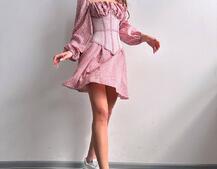 Сукня міні в квітковий принт + прозорий корсет  | PUSHKA SHOP