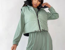 Комплект: комфортный трикотажный комбинезон   укорочённый двухсторонний жилет  | PUSHKA SHOP