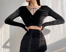 Оксамитовий комплект, декорований бахромою зі страз | PUSHKA SHOP