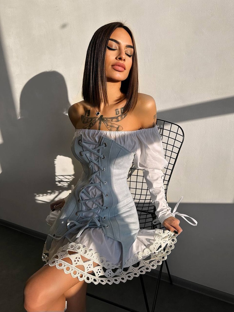 Комплект: сукня декорована мереживом + корсет Комплект: сукня декорована мереживом + корсет | PUSHKA SHOP