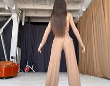 Трикотажный костюм с расклешенными брюками   | PUSHKA SHOP