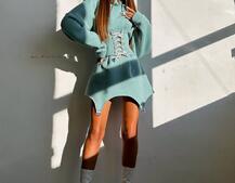 Тепле приталене худі з капюшоном на флісі + корсет на шнурівці Можна носити з корсетом та без Тепле приталене худі з капюшоном на флісі + корсет на шнурівці Можна носити з корсетом та без | PUSHKA SHOP