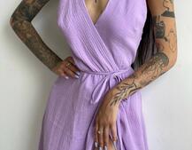 Муслиновое платье с запахом  | PUSHKA SHOP