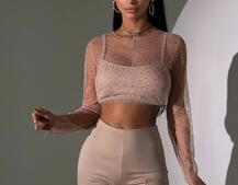 Комплект: топ + штани із сіткою зі стразами Комплект: топ + штани із сіткою зі стразами | PUSHKA SHOP