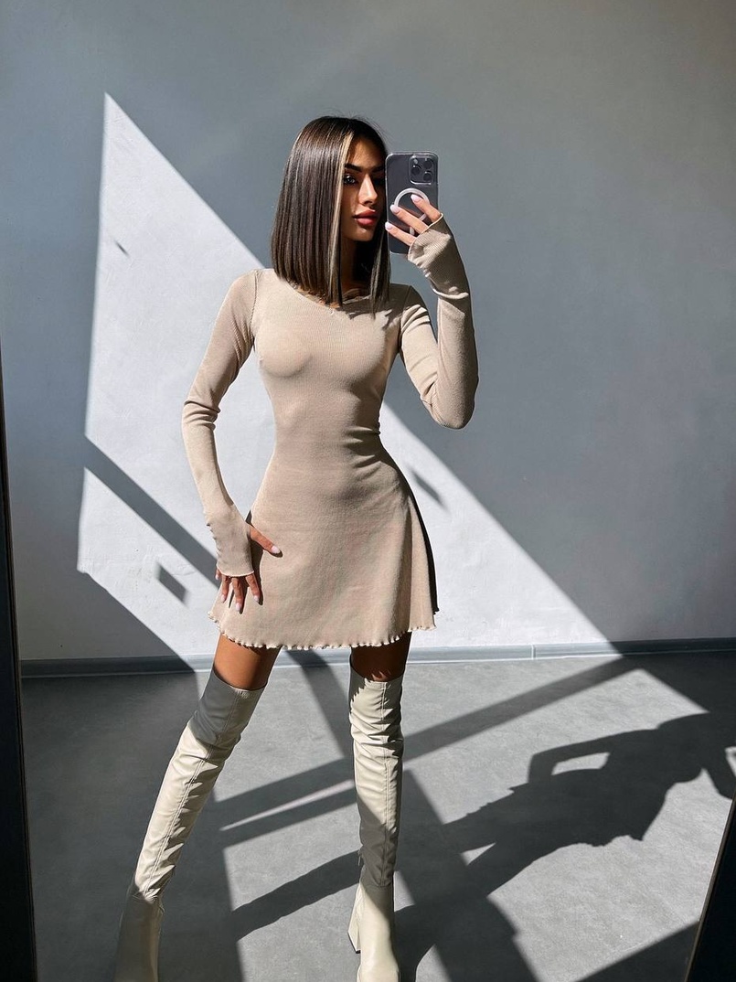 Трикотажна сукня міні  зі шнурівкою на спинці    | PUSHKA SHOP