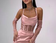 Комплект: корсет, декорований мереживом   + рукавички+ спідниця міні з драпіруванням   | PUSHKA SHOP