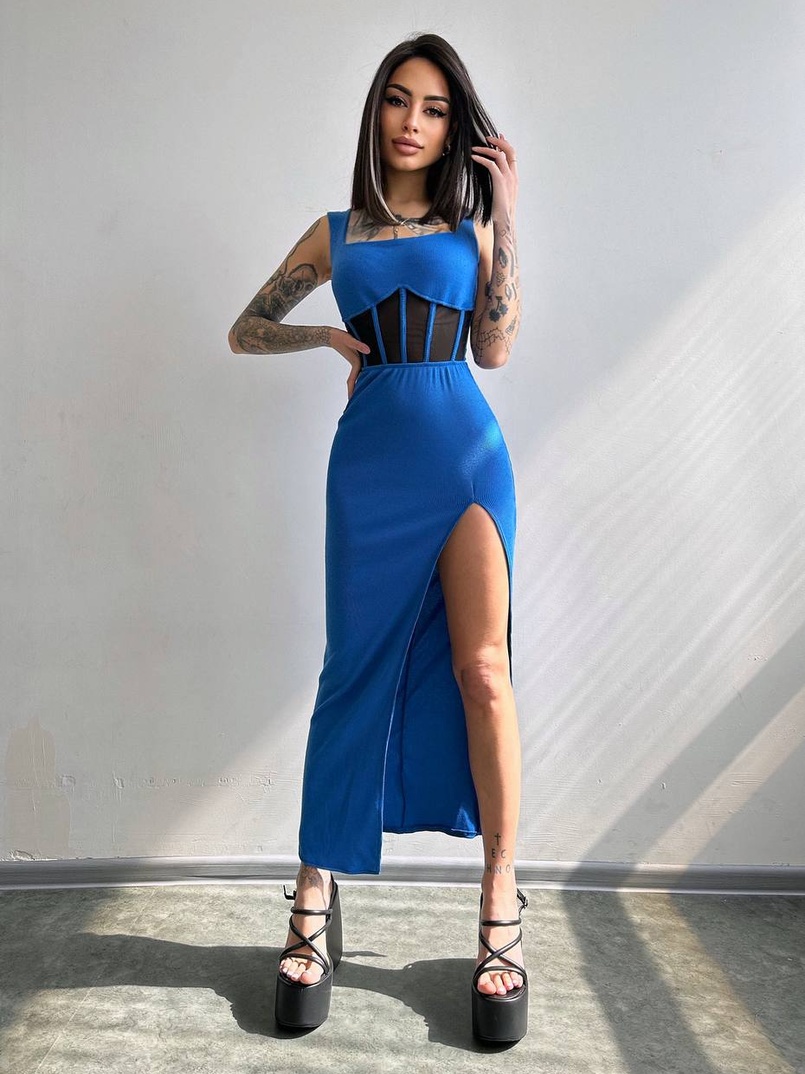 Сукня-міді  з елементами корсету   | PUSHKA SHOP