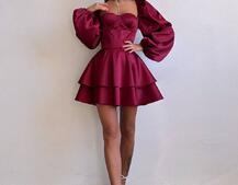 Атласна корсетна сукня бюстьє з пишною подвійною спідницею та об‘ємними рукавами Атласна корсетна сукня бюстьє з пишною подвійною спідницею та об‘ємними рукавами | PUSHKA SHOP