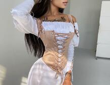 Шелковое платье + атласный корсет на шнуровке Шелковое платье + атласный корсет на шнуровке | PUSHKA SHOP