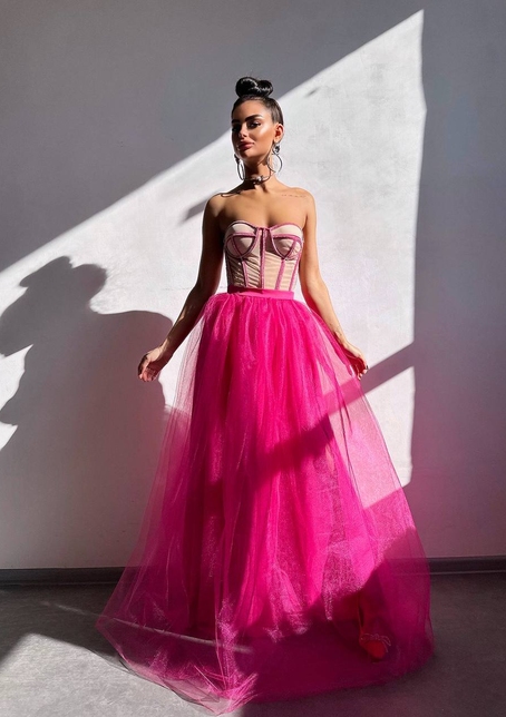 Комплект: корсет бюстьє декорований стразами + пишна спідниця максі  Ручна робота  | PUSHKA SHOP