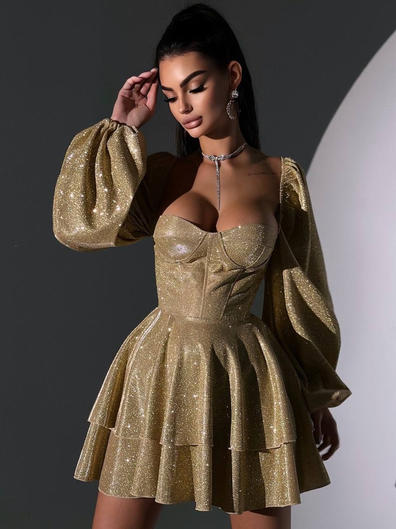 Сяюча корсетна сукня бюстьє з подвійною спідницею  | PUSHKA SHOP