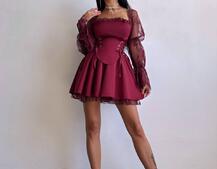 Сукня з корсетом декорована мереживом  | PUSHKA SHOP