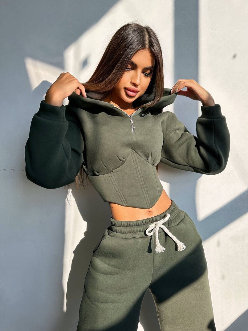 Комплект на флісі : худі з елементами корсету + штани  | PUSHKA SHOP