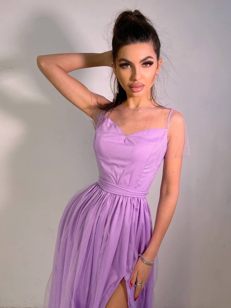 Платье-макси из сетки   с блестками  | PUSHKA SHOP