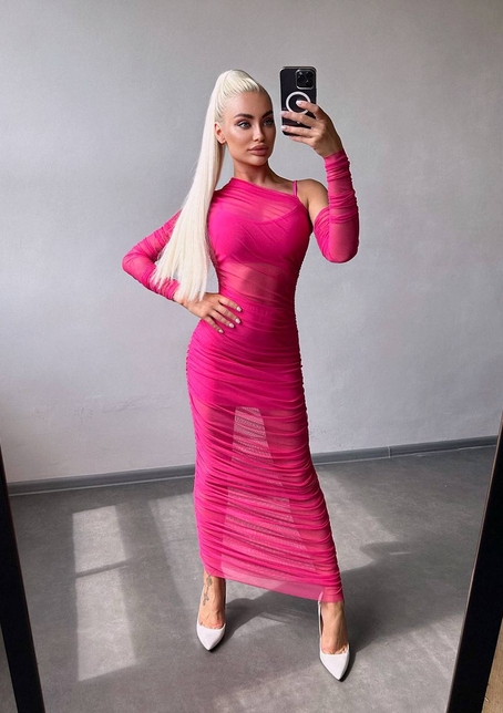 Сукня міді з драпіруванням   | PUSHKA SHOP