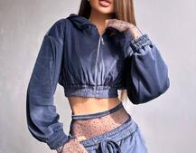 Велюровий комплект декорований стразами( бомбер+ рукавички+ штани + трусики) | PUSHKA SHOP