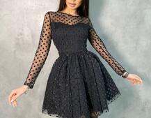 Платье мини в горох с пышной юбкой  Платье мини в горох с пышной юбкой  | PUSHKA SHOP