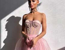 Комплект: корсет бюстьє декорований стразами + пишна спідниця максі  Ручна робота  | PUSHKA SHOP