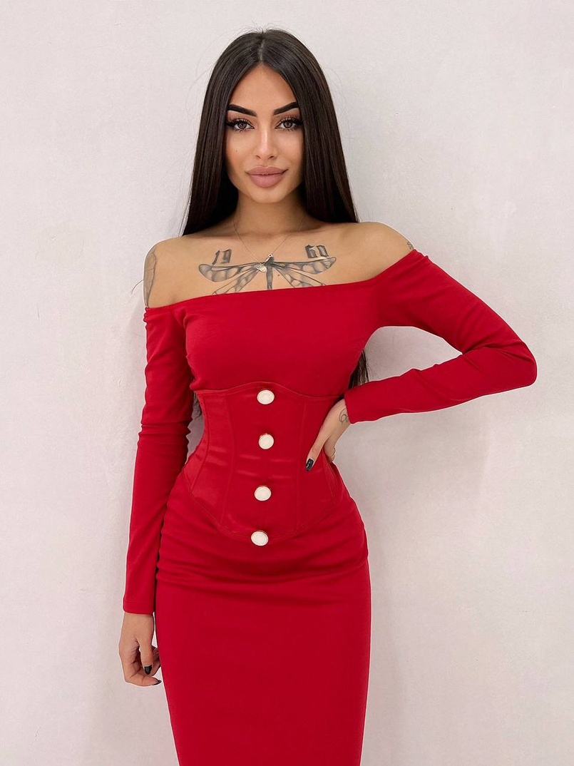 Сукня міді  + атласний корсет | PUSHKA SHOP