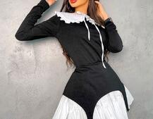 Трикотажное платье со съемным воротничком и подъюбником Трикотажное платье со съемным воротничком и подъюбником | PUSHKA SHOP