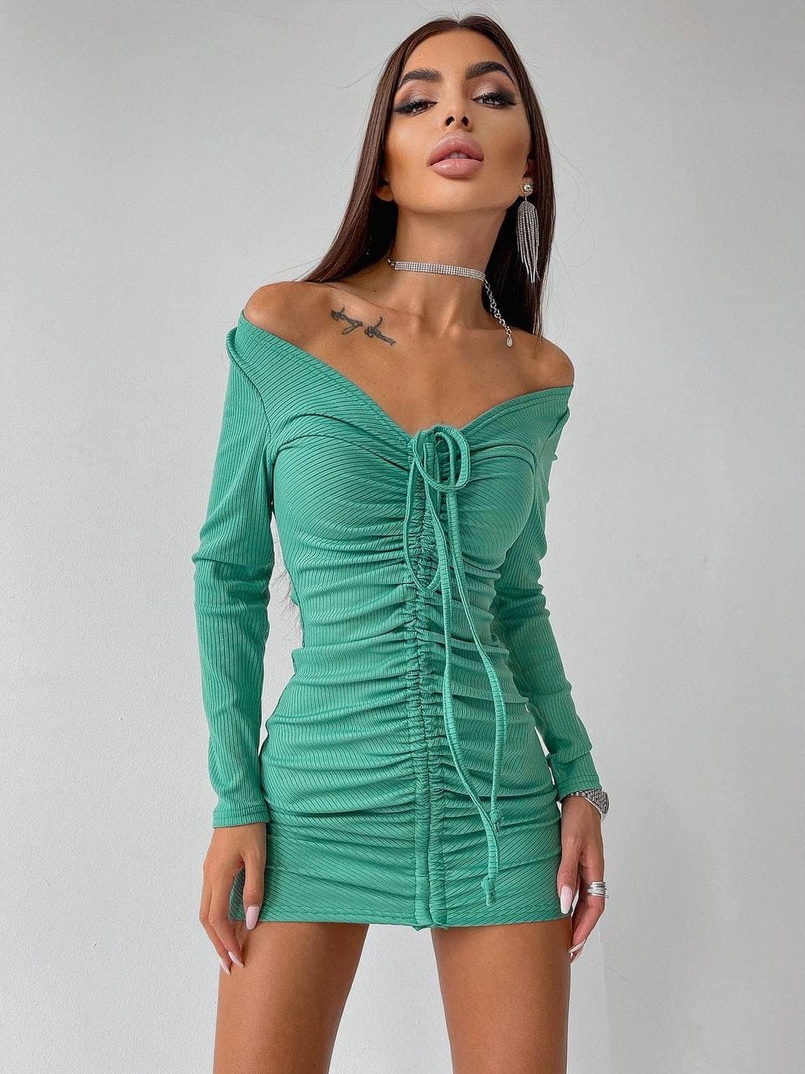 Платье-мини с затяжкой Платье-мини с затяжкой | PUSHKA SHOP