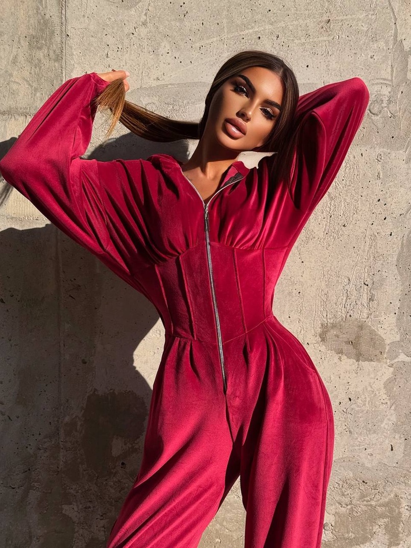 Велюровий комбінезон з елементами корсету | PUSHKA SHOP