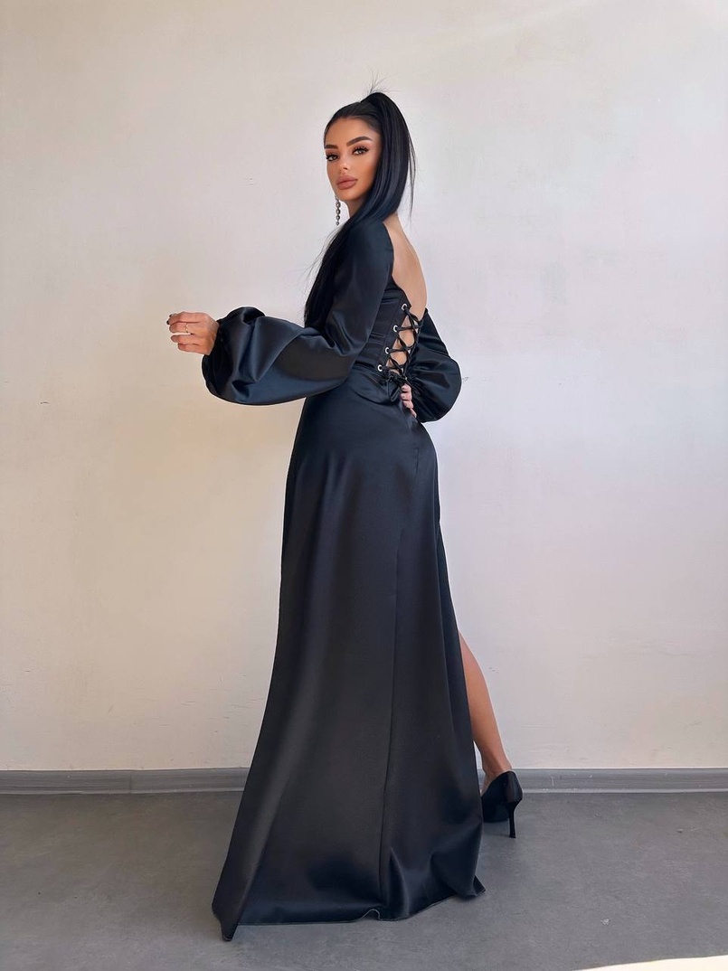 Атласний комплект: корсет + спідниця  максі з драпіруванням | PUSHKA SHOP