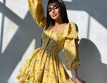 Лялькова сукня з пишною спідницею та корсетним верхом з ніжним квітковим принтом  | PUSHKA SHOP