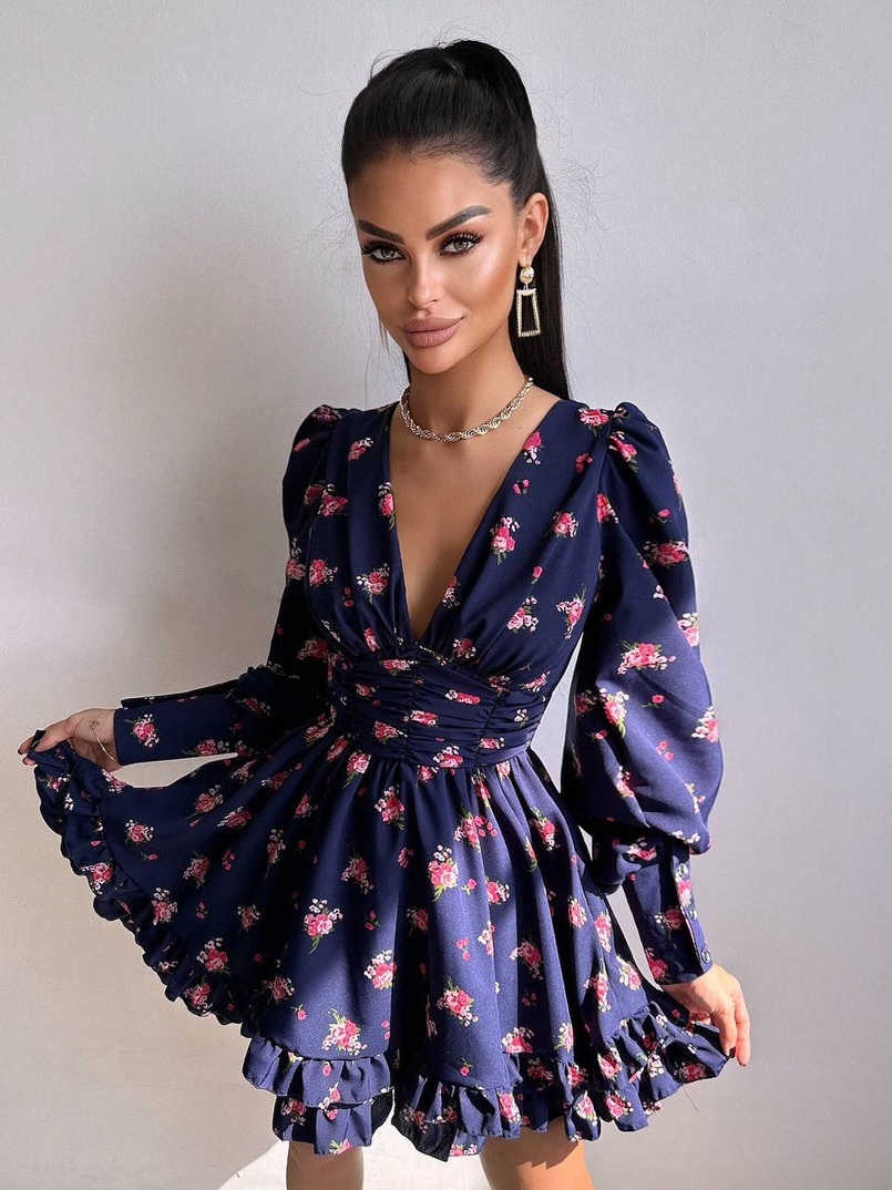 Сукня міні з пишною спідницею та драпіруванням на талії | PUSHKA SHOP