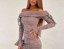 Трикотажна сукня міді з хомутом   | PUSHKA SHOP