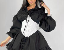 Хлопковое платье в комплекте с подьюбником и корсетом, декорированном крючками  | PUSHKA SHOP