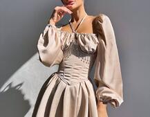 Сукня з корсетом, декорованим бахромою зі страз Ручна робота Сукня з корсетом, декорованим бахромою зі страз Ручна робота | PUSHKA SHOP