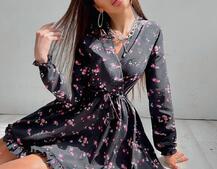 Сукня в квітковий принт з воланами Сукня в квітковий принт з воланами | PUSHKA SHOP