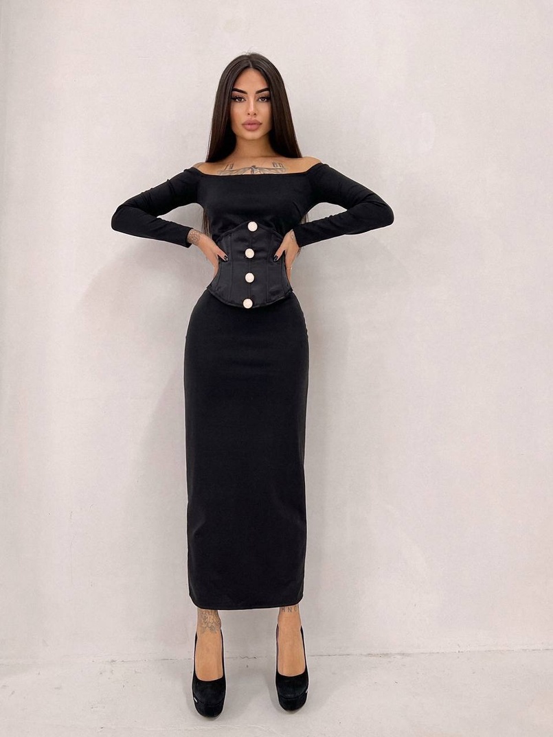 Сукня міді  + атласний корсет Сукня міді  + атласний корсет | PUSHKA SHOP