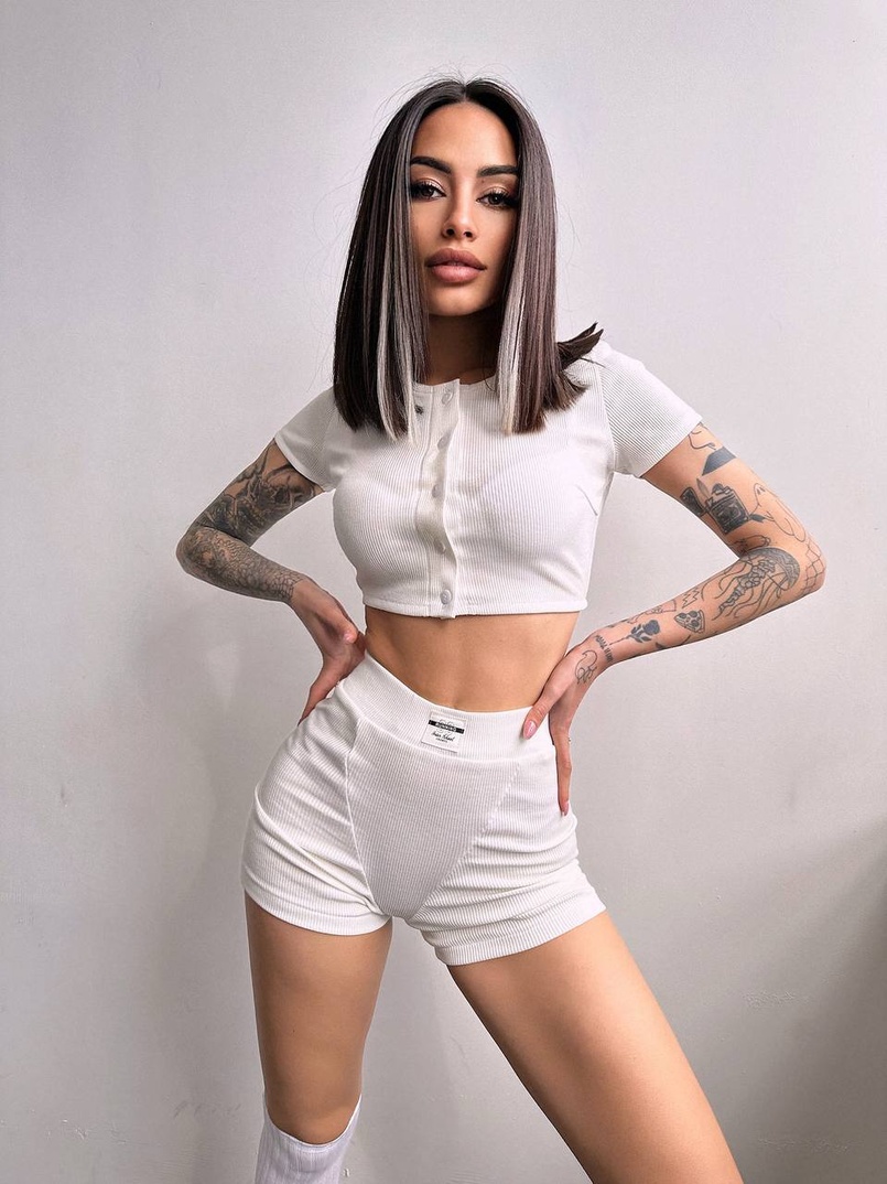 Комплект: топ на ґудзиках + велосипедки | PUSHKA SHOP