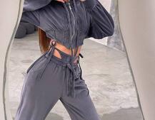 Велюровий комплект: кофта з корсетними елементами + джогери з імітацією трусиків | PUSHKA SHOP