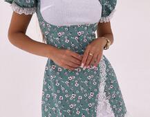 Сукня з квітковим принтом декорована мереживом Сукня з квітковим принтом декорована мереживом | PUSHKA SHOP