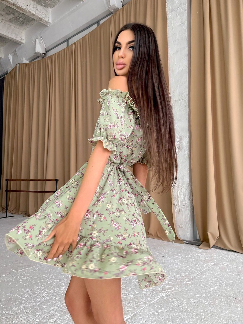 Цветочное платье с пышной юбкой и оборками | PUSHKA SHOP