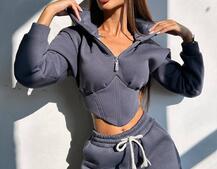 Комплект на флісі : худі з елементами корсету + штани  Комплект на флісі : худі з елементами корсету + штани  | PUSHKA SHOP