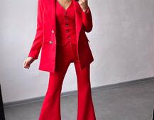 Костюм: піджак на підкладці, штани кльош+ жилет Костюм: піджак на підкладці, штани кльош+ жилет | PUSHKA SHOP