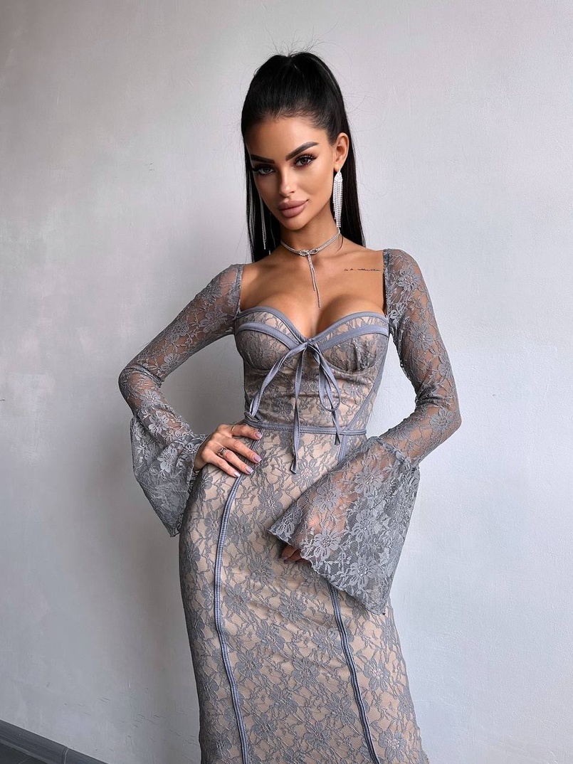 Мереживна сукня максі з чашечками    | PUSHKA SHOP