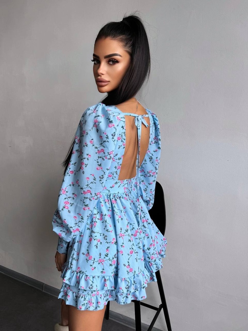 Сукня міні з пишною спідницею та драпіруванням на талії | PUSHKA SHOP