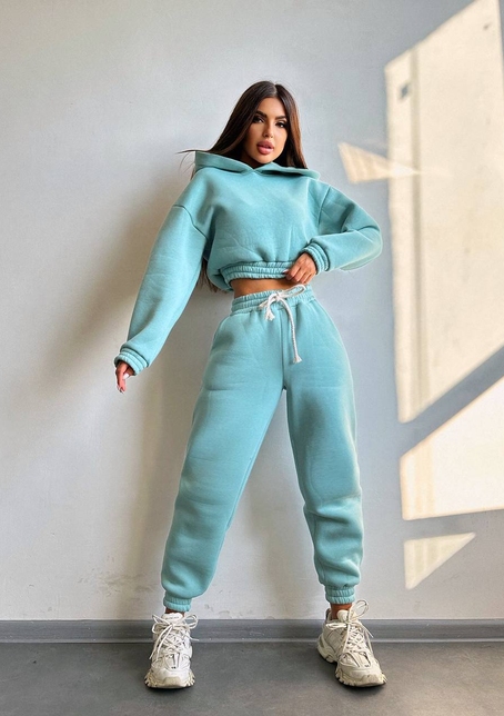 Базовий костюм на флісі з об'ємними капюшоном | PUSHKA SHOP