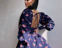 Сукня міні з пишною спідницею та драпіруванням на талії | PUSHKA SHOP